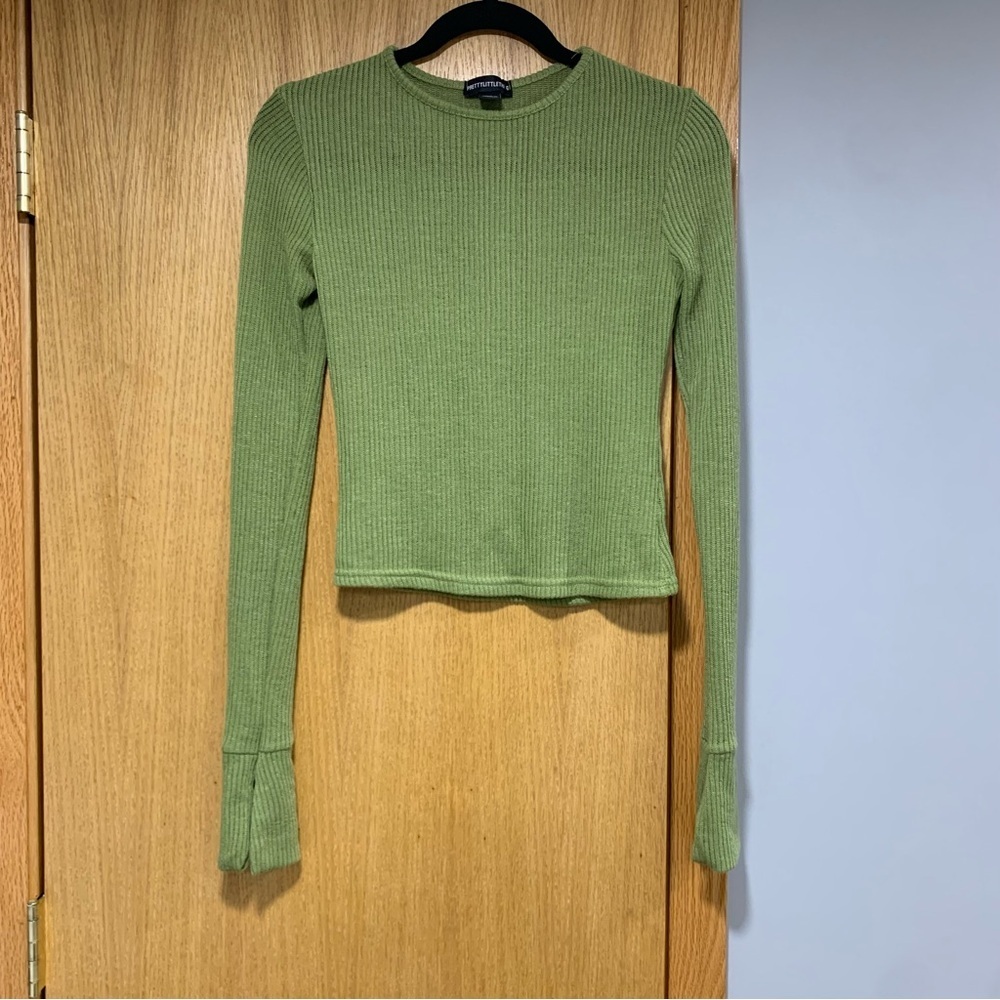 Pretty Little Thing Long Sleeve Green Sweater - Size 4